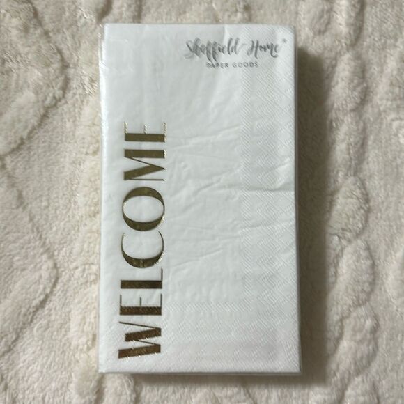 Sheffield Home WELCOME White Gold Guest Paper Towel Napkins 32 Count - Picture 1 of 5